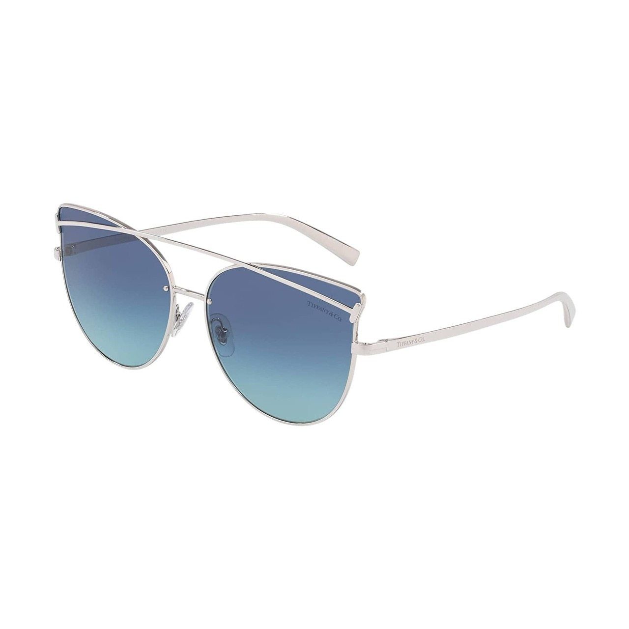 Tiffany & Co. TF3064-60019S Silver Geometric Azure Gradient Blue Lens Women's Sunglasses