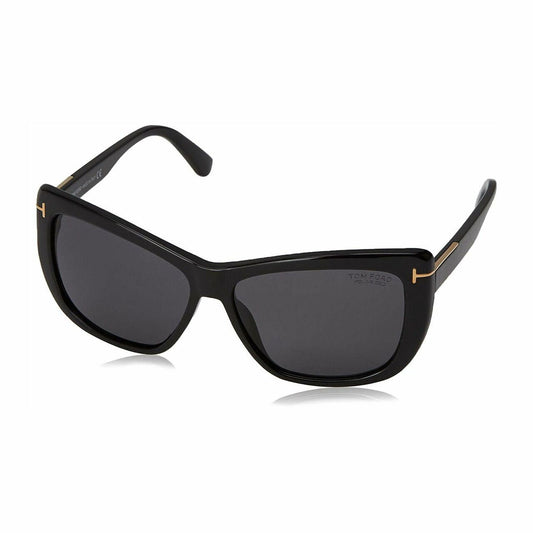 Tom Ford TF434-01D Lindsey Black Butterfly Plastic Grey Lens Women's Sunglasses