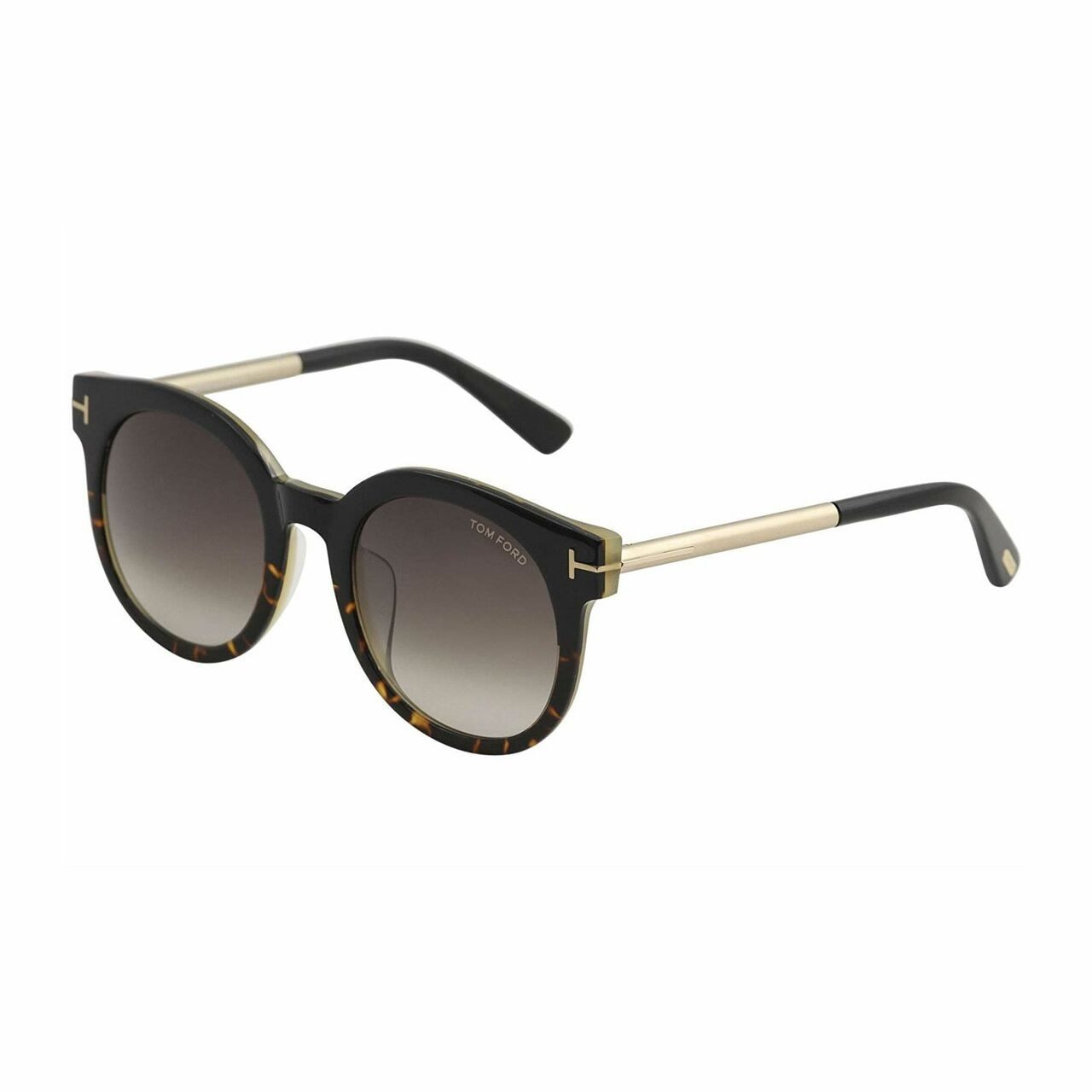 Tom Ford TF435-01K Janina Black Havana Round Plastic Gradient Roviex Lens Women's Sunglasses