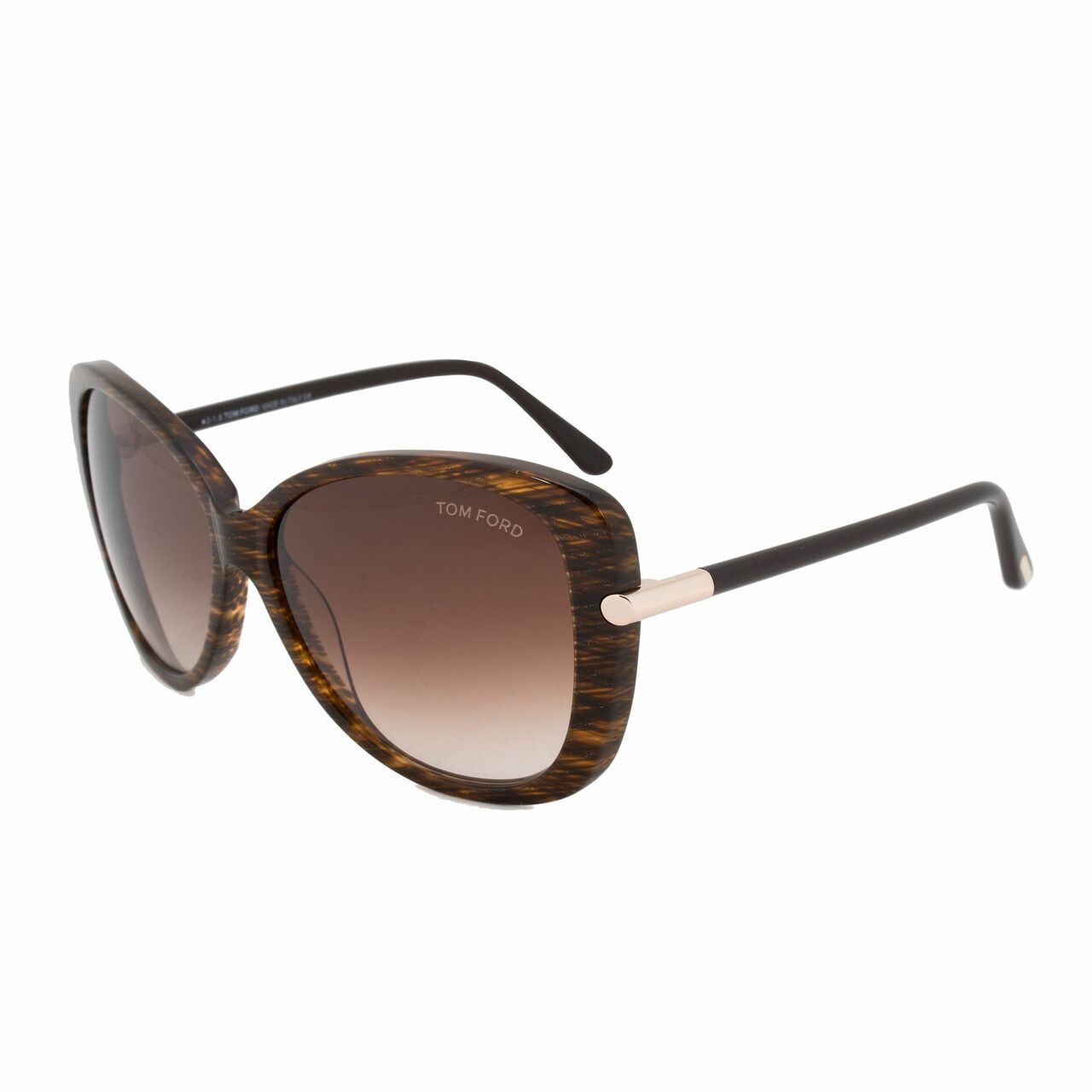 Tom Ford TF324-50F Linda Striped Brown Oversize Brown Gradient Lens Women's Sunglasses