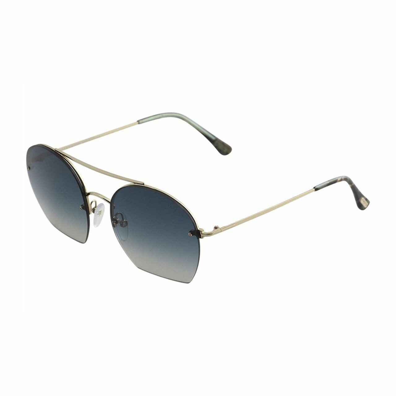 Tom Ford TF506-28W Antonia Rose Gold Frame Gradient Blue Cut Off Profile Lens Women's Sunglasses