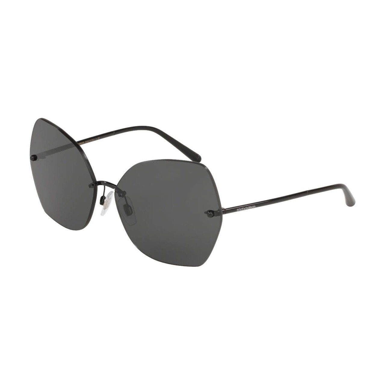 Dolce & Gabbana DG2204-01/87 Black Geometric Grey Lens Women's Metal Sunglasses