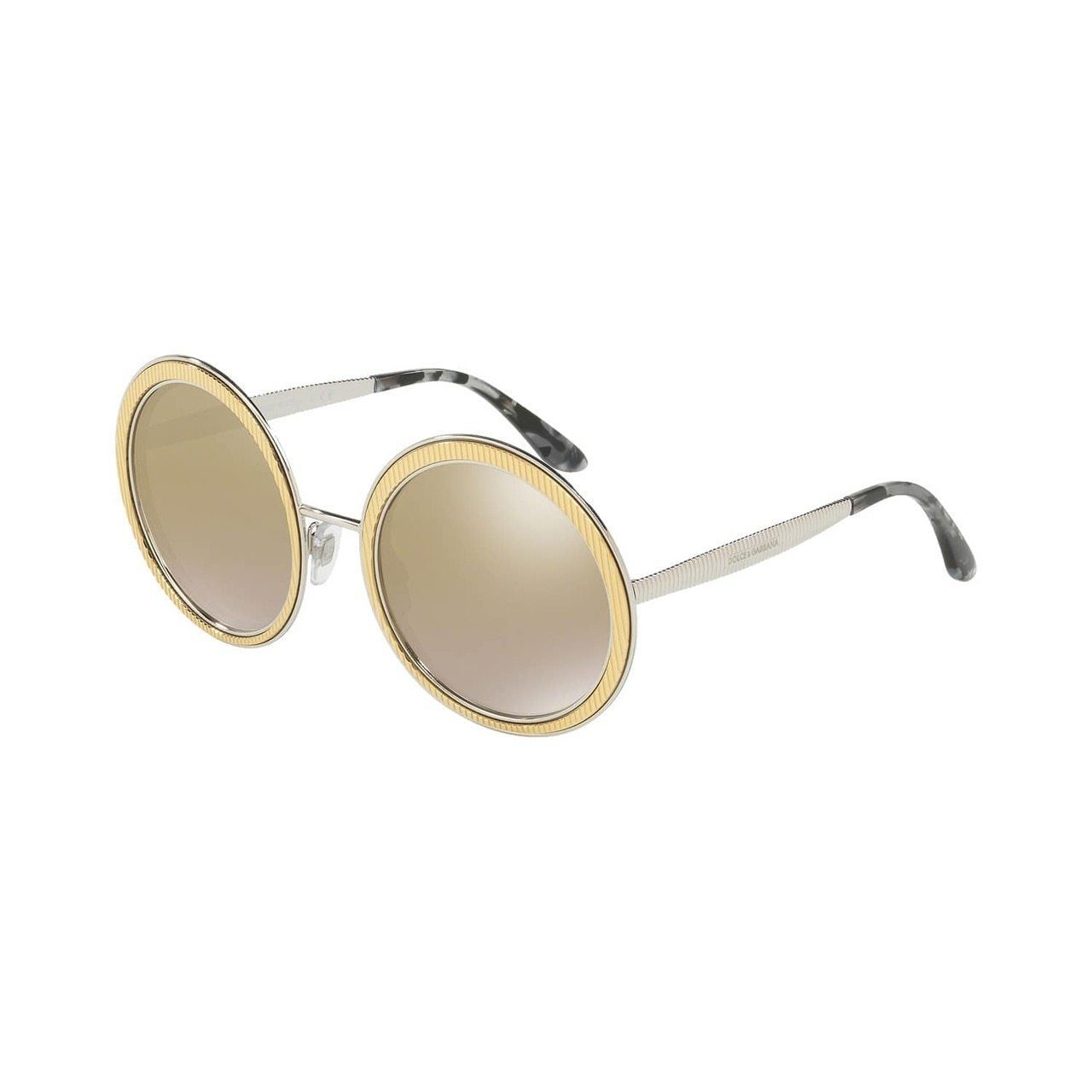 Dolce & Gabbana DG2179-13136E Gold Round Mirrored Gold Lens Women's Metal Sunglasses