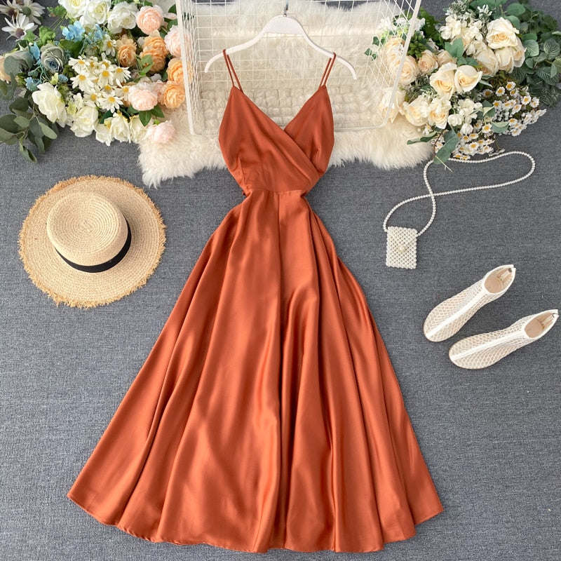 Boho Slim V Neck Summer Bandage Backless Maxi Long Dress Women Casual Spaghetti Strap Party Beach Holiday Elegant Tunic Vestidos