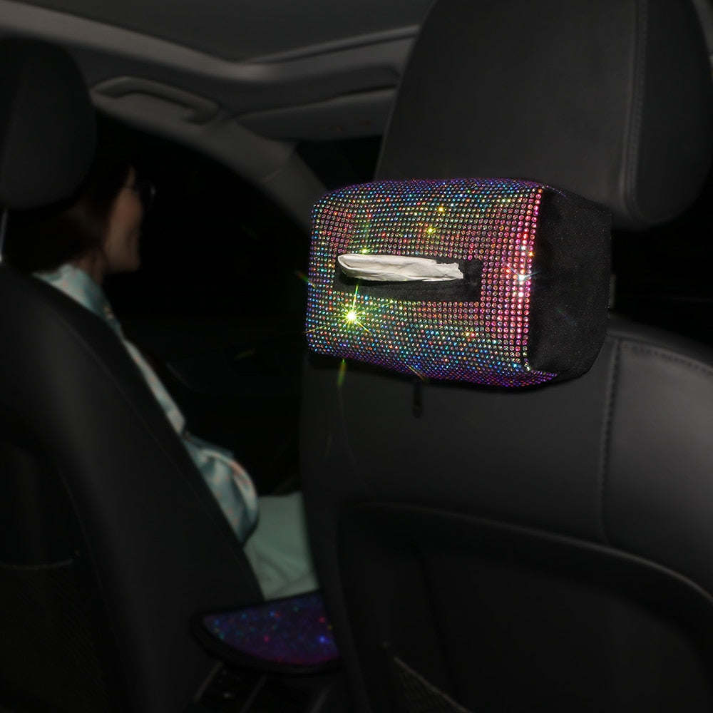 Car Bling Accessories for Woman Interior Set Styling Rhinestone Headrest Pillows Back Support Seat Cushion Pain Relief Sparkly