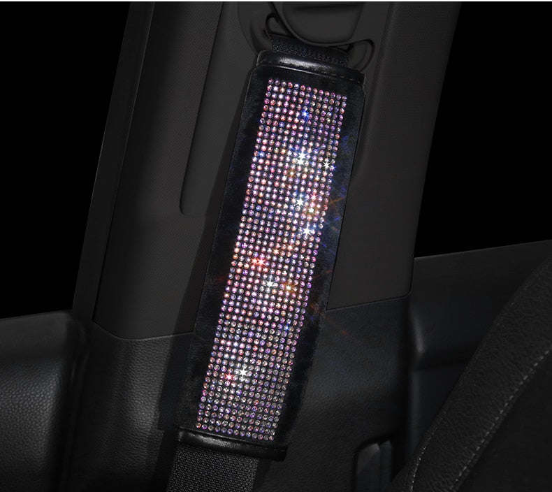 Car Bling Accessories for Woman Interior Set Styling Rhinestone Headrest Pillows Back Support Seat Cushion Pain Relief Sparkly