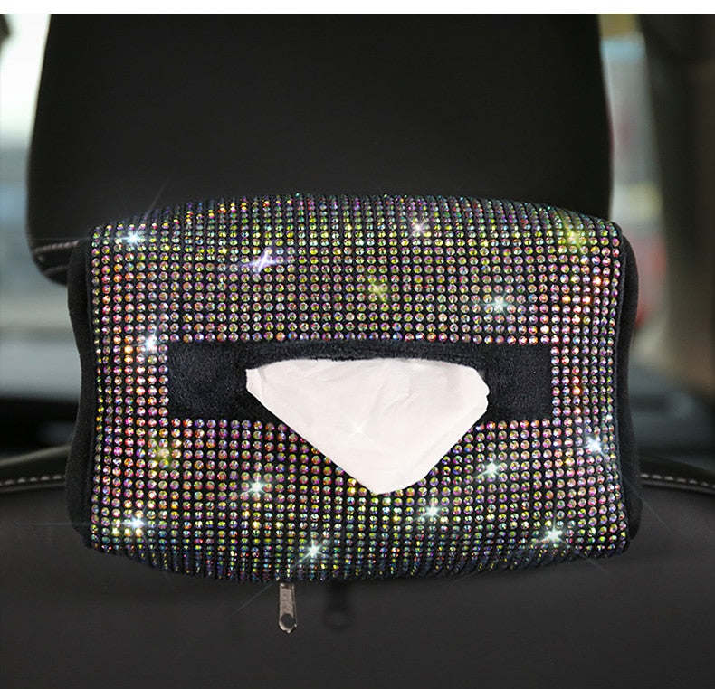 Car Bling Accessories for Woman Interior Set Styling Rhinestone Headrest Pillows Back Support Seat Cushion Pain Relief Sparkly