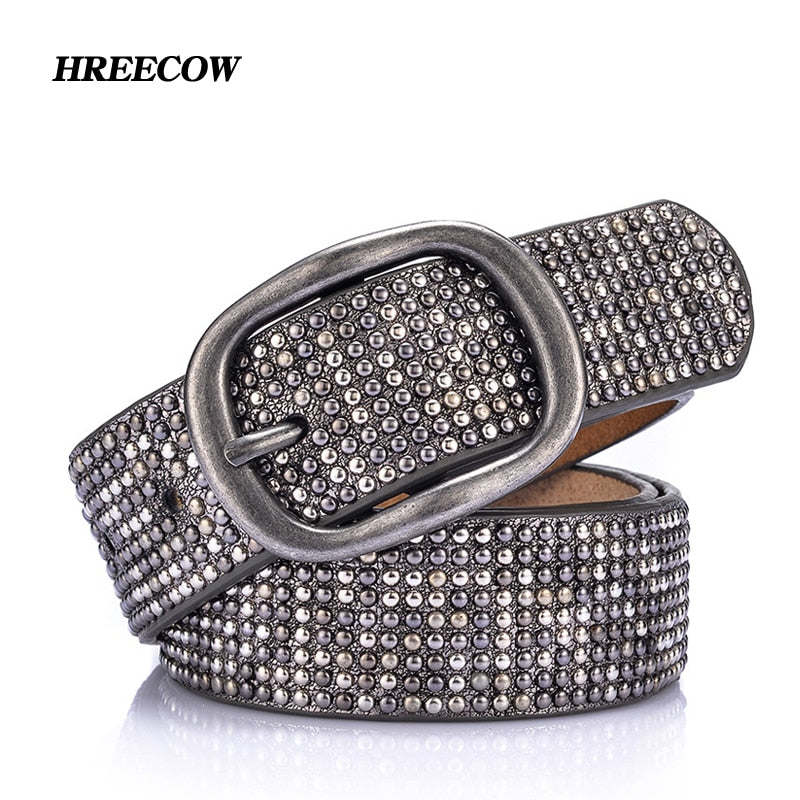 Belts High Quality Designer Women Studded Belts Brand Waist Belt Casual Pin Buckle Female Belts