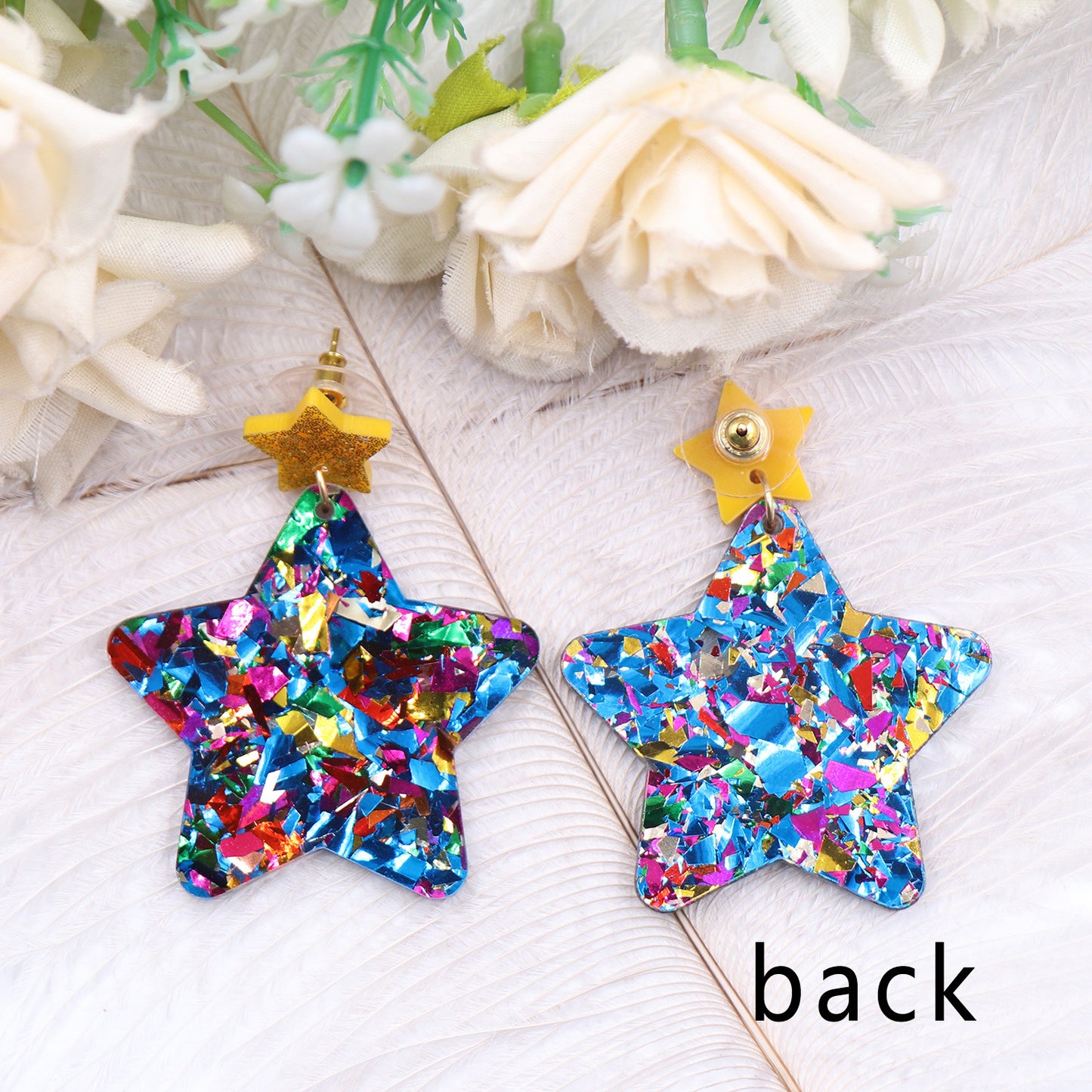 1pair New Glitter Water Drop  star TRENDY Acrylic earrings Jewelry for women  Women Star  Wedding Party Jewelry Accessories