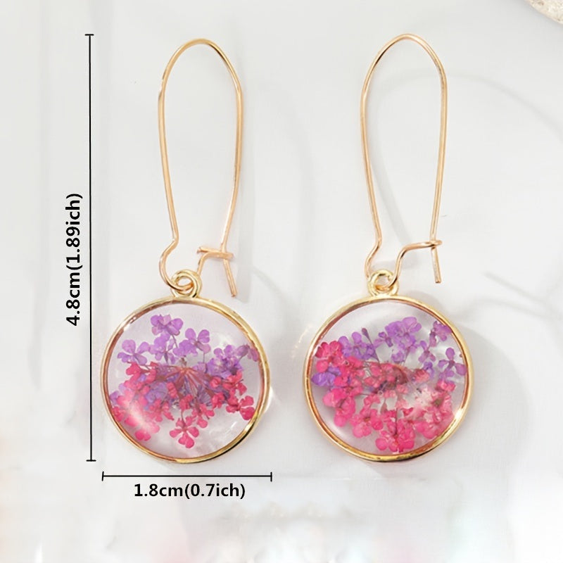 Artificial Flower Plant Drop Dangle Earrings For Women Dried Flower Leaf Pendant Ear Jewelry