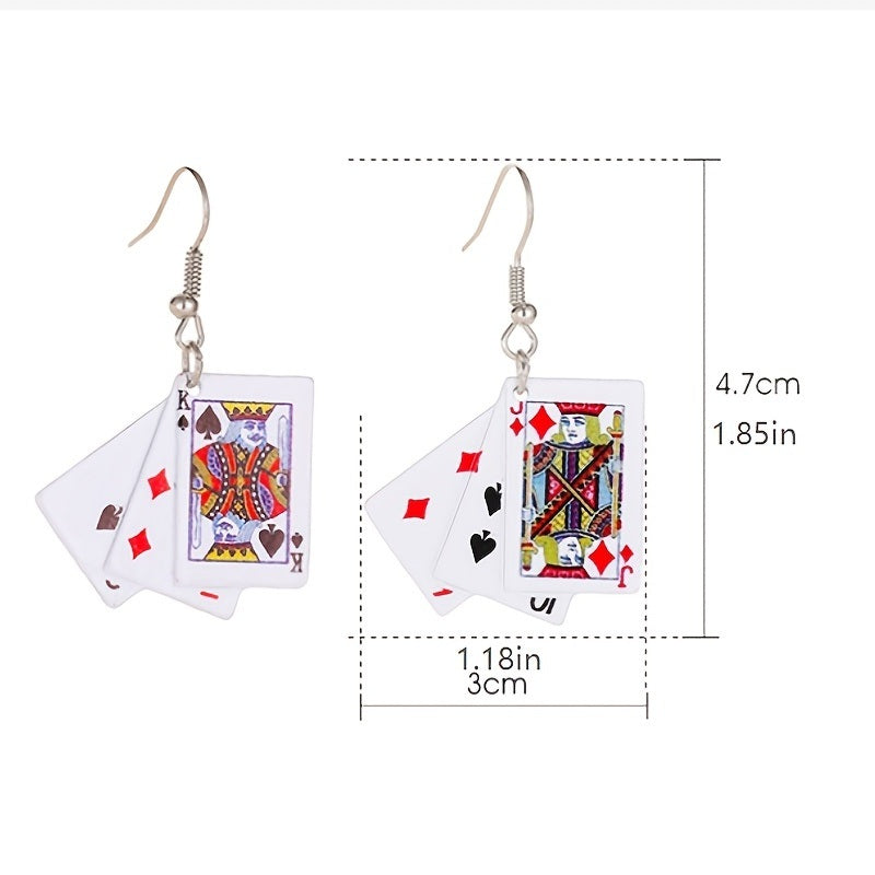 Creative Hook Drop Earrings Poker Shaped Pendant Dangle Earrings Girl Casual Ear Jewelry Party Hip Hop Jewelry