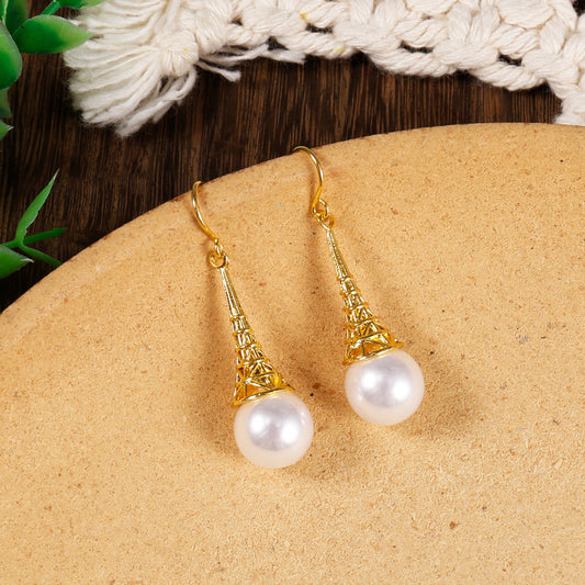 Zinc Alloy Hook Drop Earrings Faux Pearls Pendant Elegant Earrings For Women & Girls Ear Cartilage Piercing Jewelry