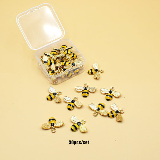 10/30pcs Golden Bee Shape DIY Ear Pendant Necklace Bracelet Pendant Jewelry Accessories