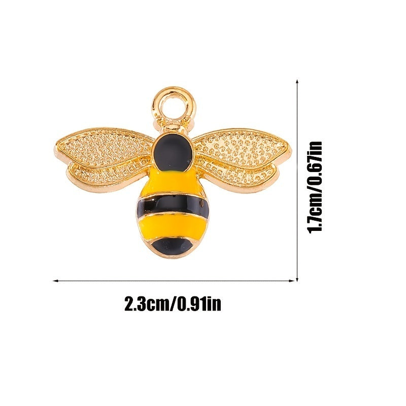 10/30pcs Golden Bee Shape DIY Ear Pendant Necklace Bracelet Pendant Jewelry Accessories