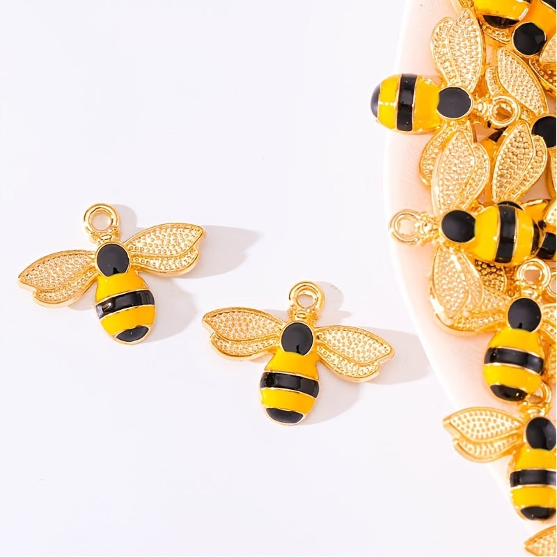 10/30pcs Golden Bee Shape DIY Ear Pendant Necklace Bracelet Pendant Jewelry Accessories