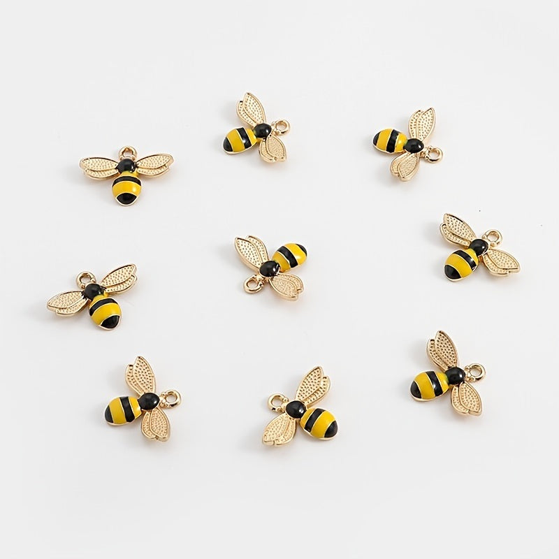 10/30pcs Golden Bee Shape DIY Ear Pendant Necklace Bracelet Pendant Jewelry Accessories