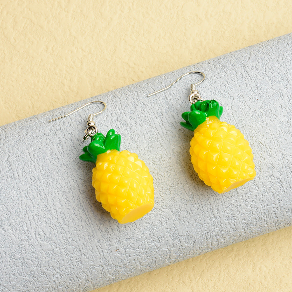 Pineapple Earrings Cartoon Fruit Shaped Pendant Drop Earrings Cute Fruit Ear Jewelry For Summer Beach Birthday Party Gifts