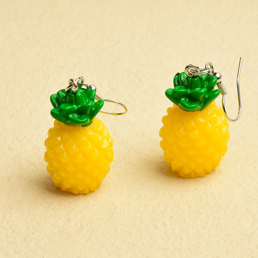 Pineapple Earrings Cartoon Fruit Shaped Pendant Drop Earrings Cute Fruit Ear Jewelry For Summer Beach Birthday Party Gifts