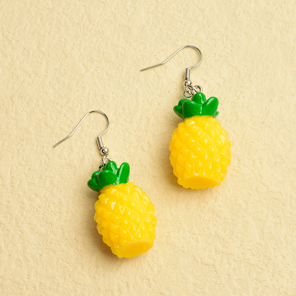 Pineapple Earrings Cartoon Fruit Shaped Pendant Drop Earrings Cute Fruit Ear Jewelry For Summer Beach Birthday Party Gifts