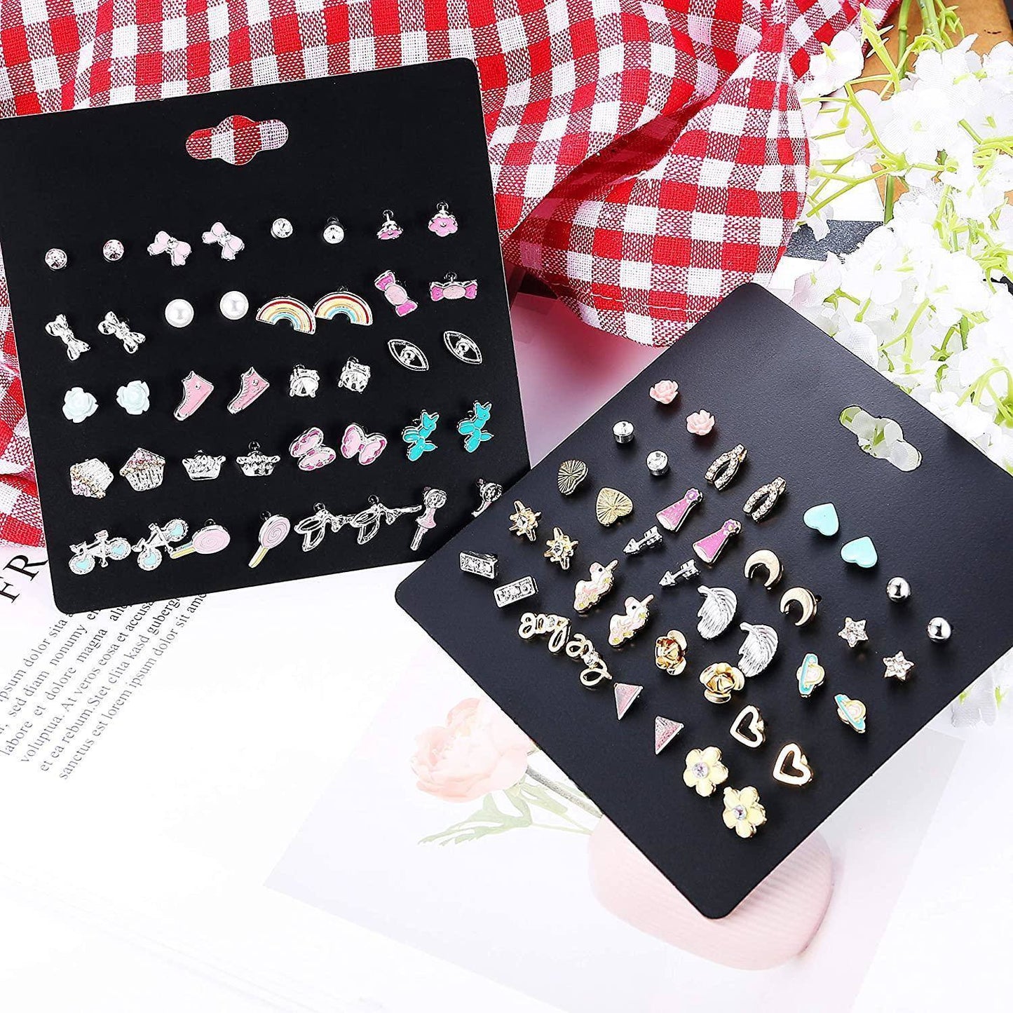 Stainless Steel Stud Earrings for Women Unicorn Candy Little Girls Cute Hypoallergenic Earrings Set