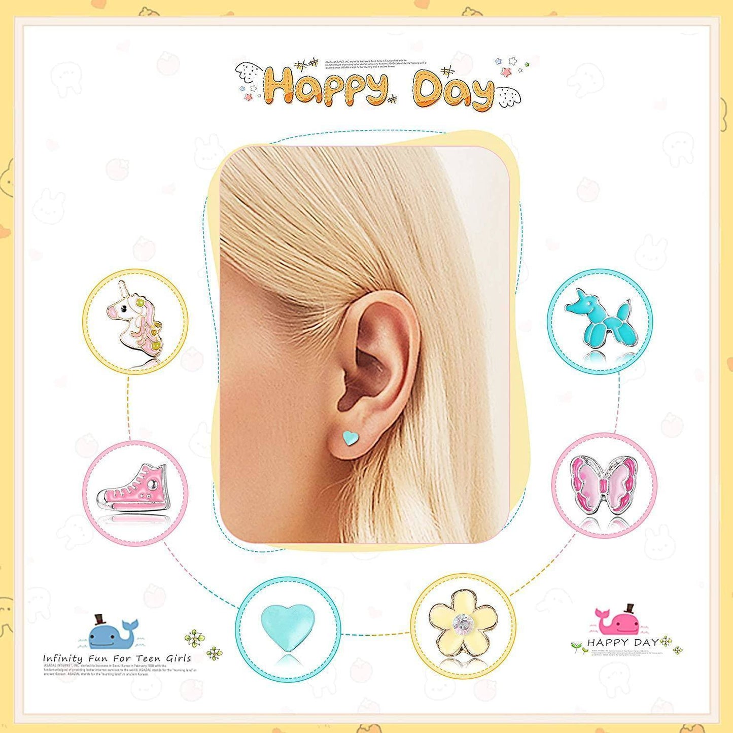 Stainless Steel Stud Earrings for Women Unicorn Candy Little Girls Cute Hypoallergenic Earrings Set