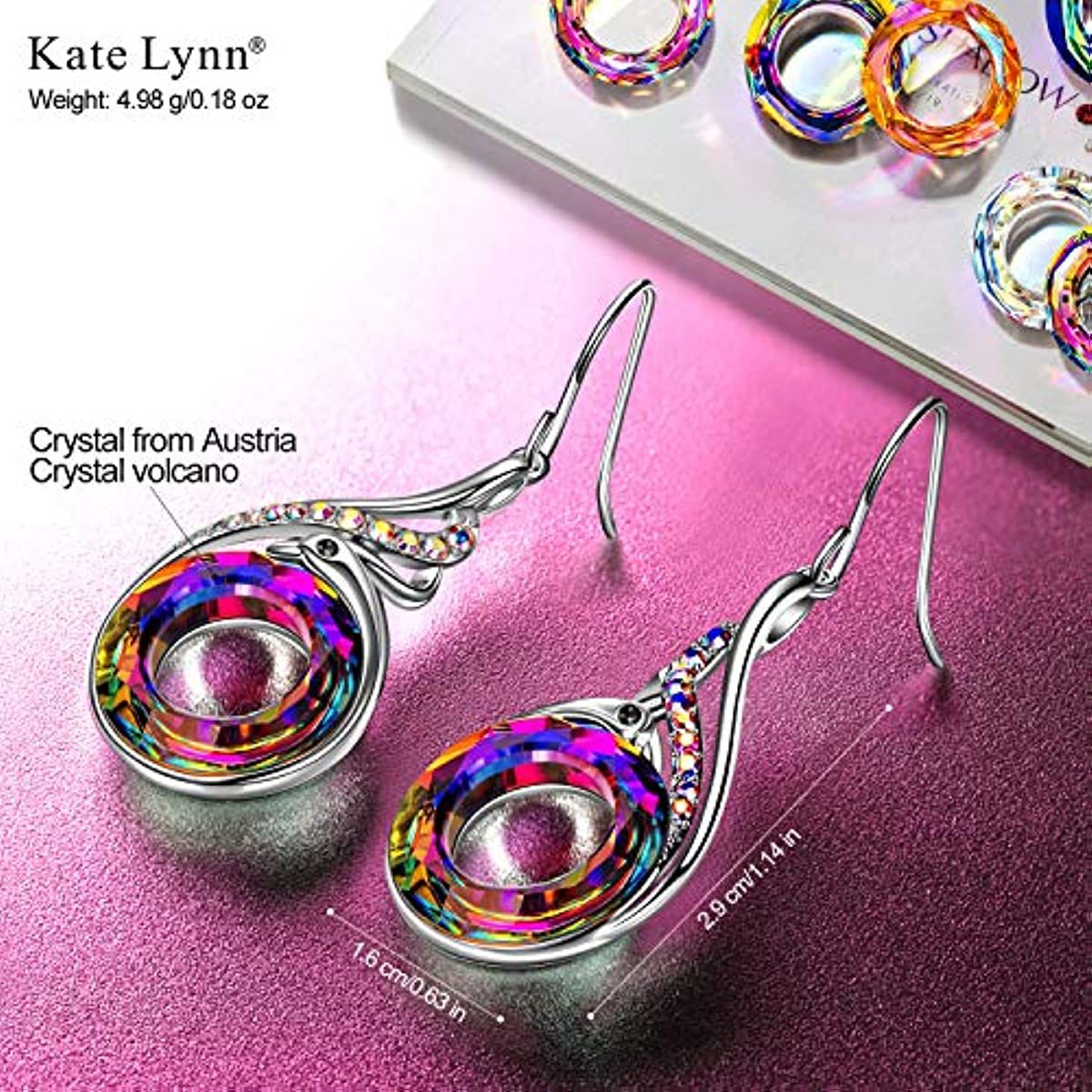 Kate Lynn "Rise From the Ashes" Phoenix Earrings, Sterling Silver Dangle Earrings with Crystals from Austria, Birthday Gift with Jewelry Box, Symbol of Luck and Renewal