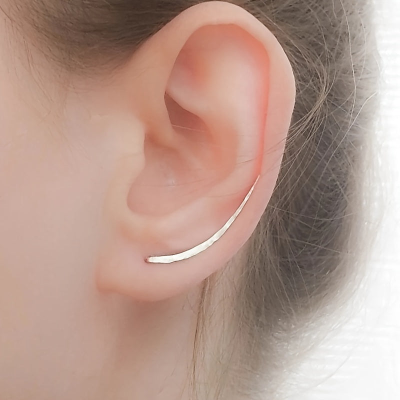 Minimalist Ear Climber Earrings Long Copper Climbers Crawler Bar Studs 1 Pair