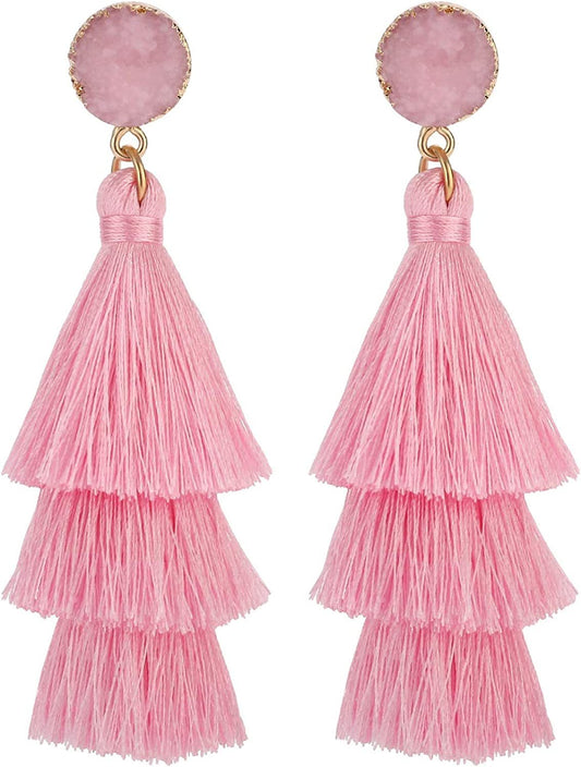 LEGITTA Tassel Earrings Layered Tiered Linear Drop Fashion Trending Earrings