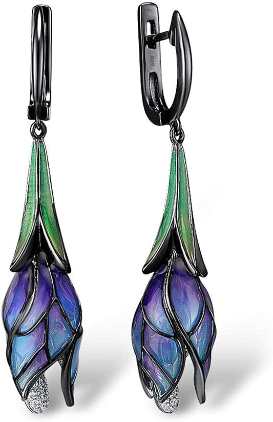 Santuzza Sterling Silver Enamel Tulip Earrings for Women