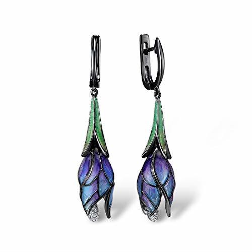 Santuzza Sterling Silver Enamel Tulip Earrings for Women