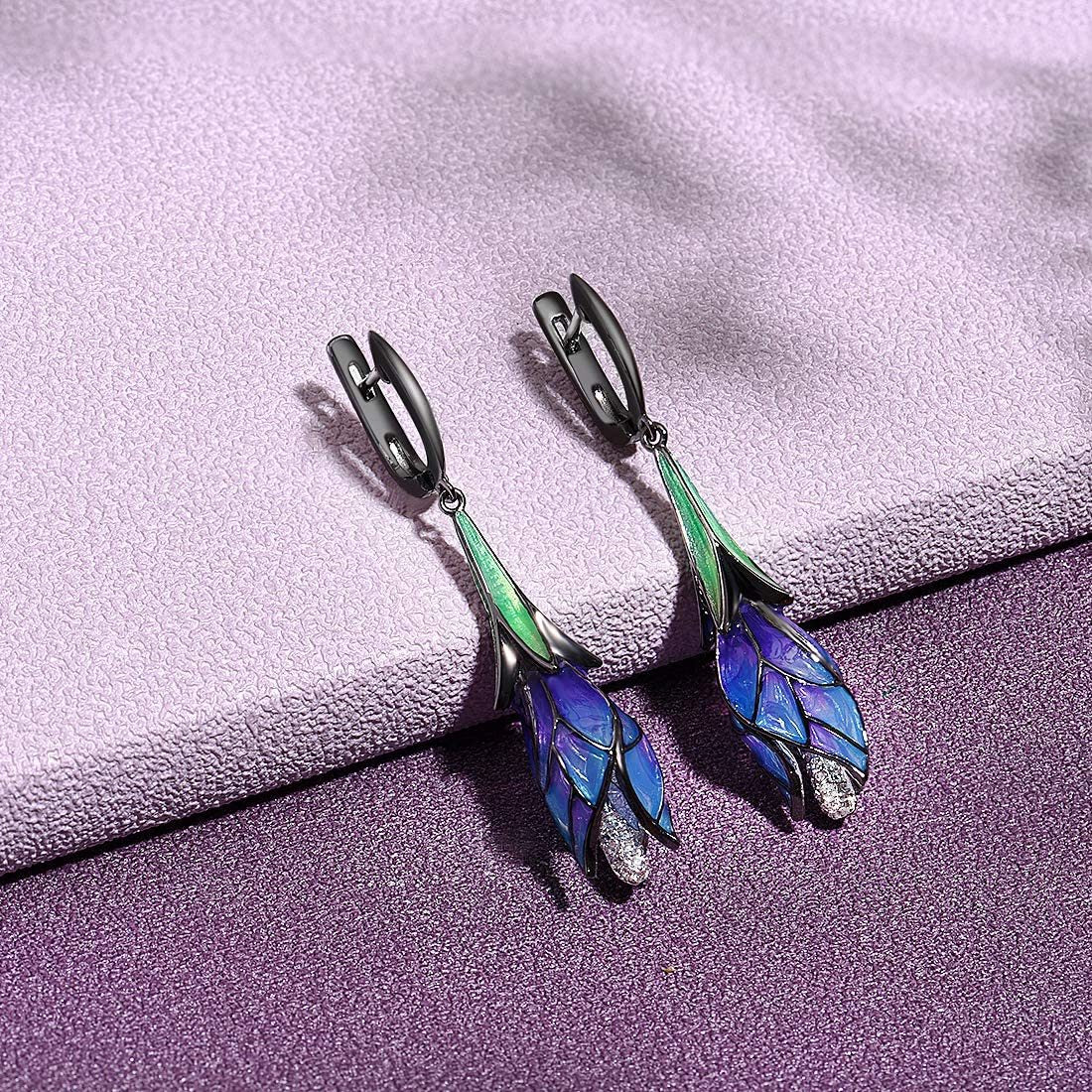 Santuzza Sterling Silver Enamel Tulip Earrings for Women