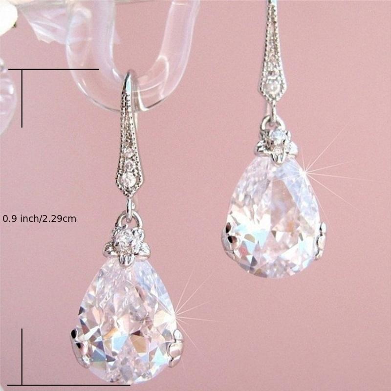 Water Drop Shape Hook Earrings Elegant Copper Ear Jewelry Decor For Women Wedding Engagement Jewelry