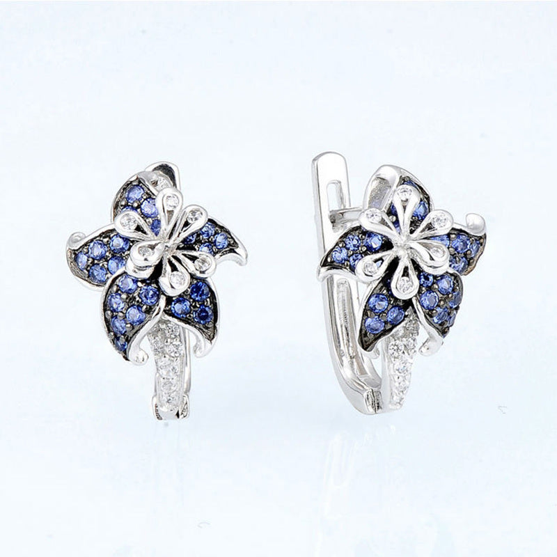 Double Flower Earrings Inlaid Shiny Zircon Elegant Ear Jewelry Gift For Birthday / Valentine's Day / Anniversary