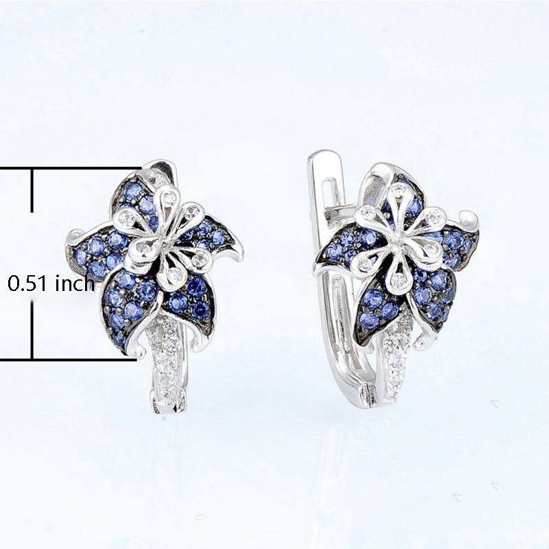 Double Flower Earrings Inlaid Shiny Zircon Elegant Ear Jewelry Gift For Birthday / Valentine's Day / Anniversary