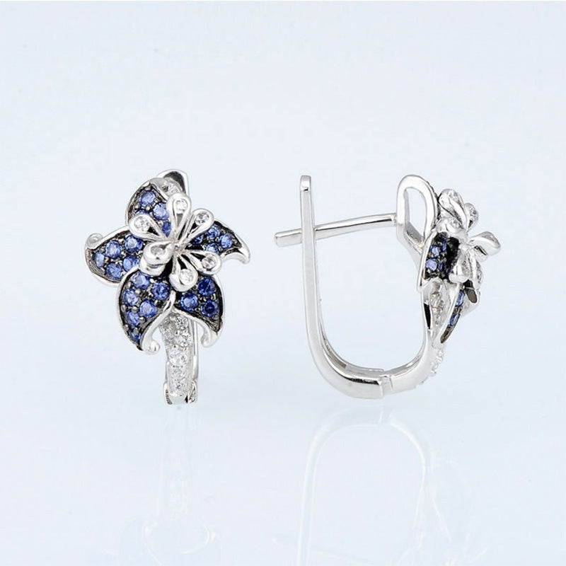 Double Flower Earrings Inlaid Shiny Zircon Elegant Ear Jewelry Gift For Birthday / Valentine's Day / Anniversary