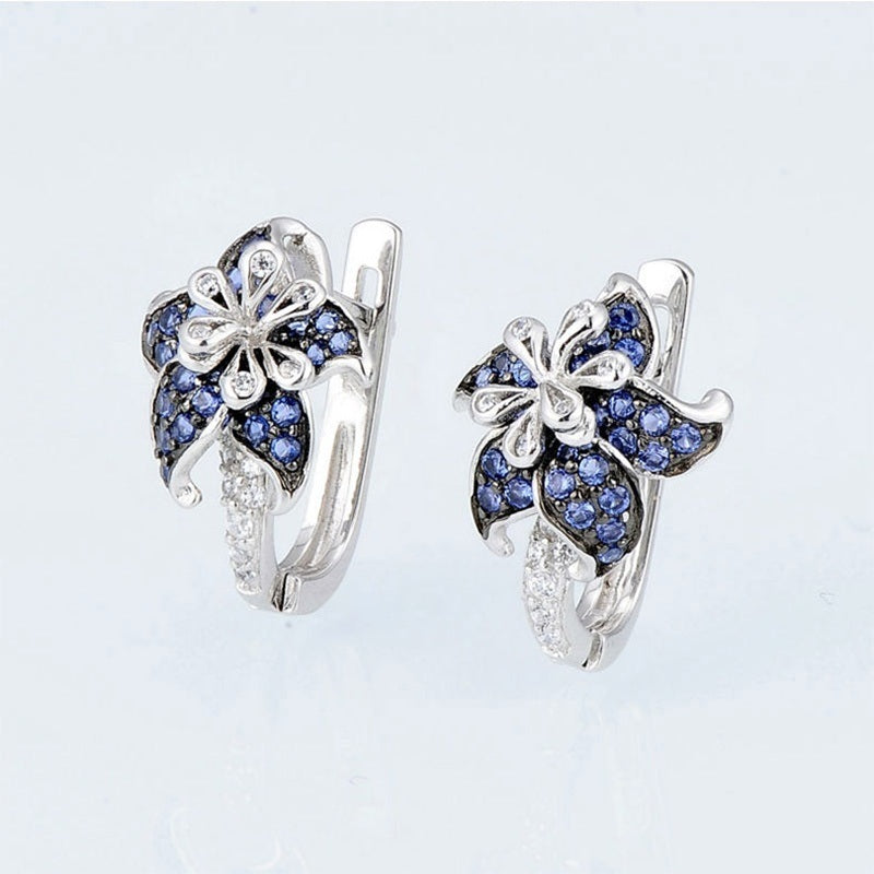 Double Flower Earrings Inlaid Shiny Zircon Elegant Ear Jewelry Gift For Birthday / Valentine's Day / Anniversary