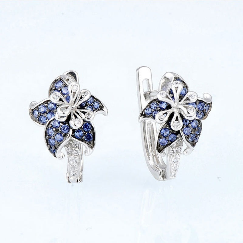 Double Flower Earrings Inlaid Shiny Zircon Elegant Ear Jewelry Gift For Birthday / Valentine's Day / Anniversary