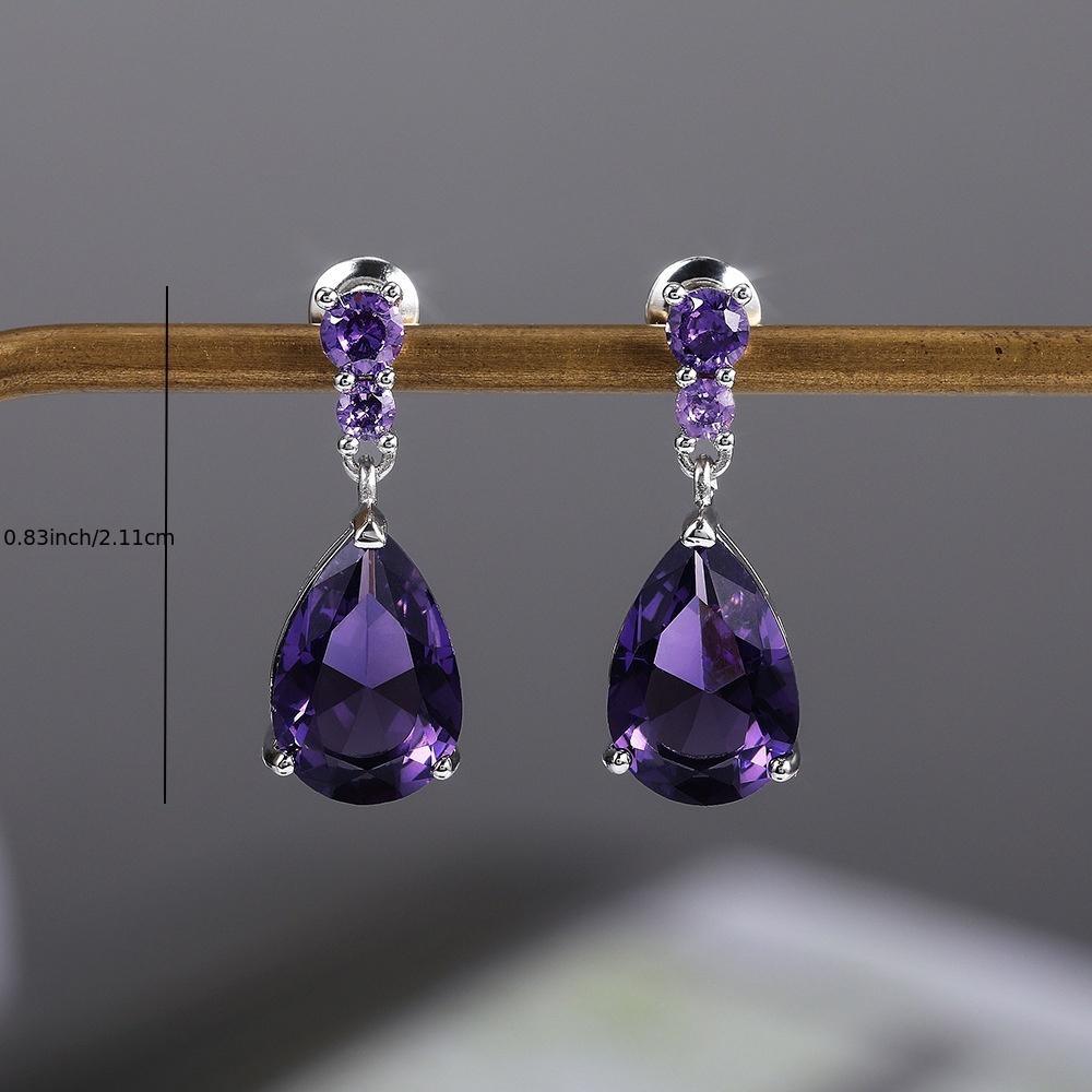 Teardrop Earrings Studded With Cubic Zircon Stud Drop Dangle Earrings Wedding Jewelry Gemstone For Women