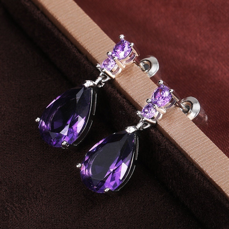 Teardrop Earrings Studded With Cubic Zircon Stud Drop Dangle Earrings Wedding Jewelry Gemstone For Women