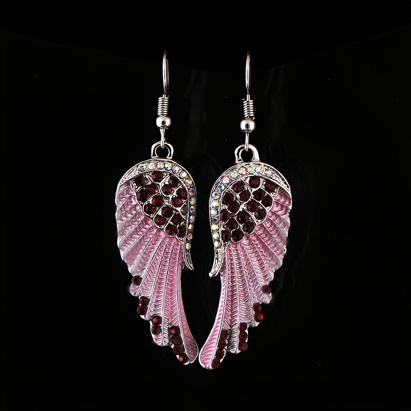 Angel Wings Inlaid Rhinestone Dangle Earrings Fine Jewelry For Women Girls Decor