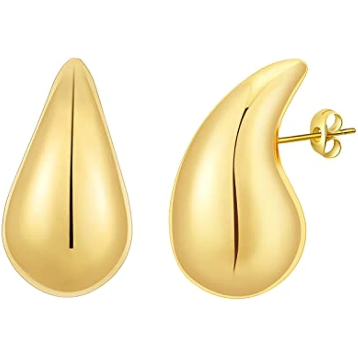 Apsvo Chunky Gold Hoop Earrings for Women, Lightweight Waterdrop Hollow Open Hoops, Hypoallergenic Gold Plated Earrings Fashion Jewelry for Women Girls