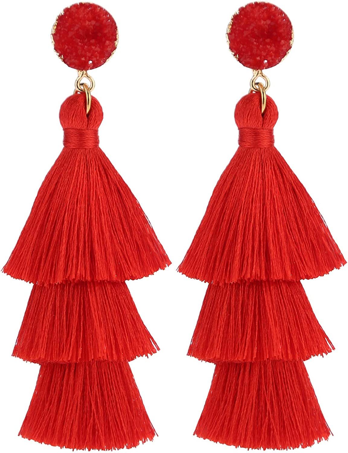 LEGITTA Tassel Earrings Layered Tiered Linear Drop Fashion Trending Earrings