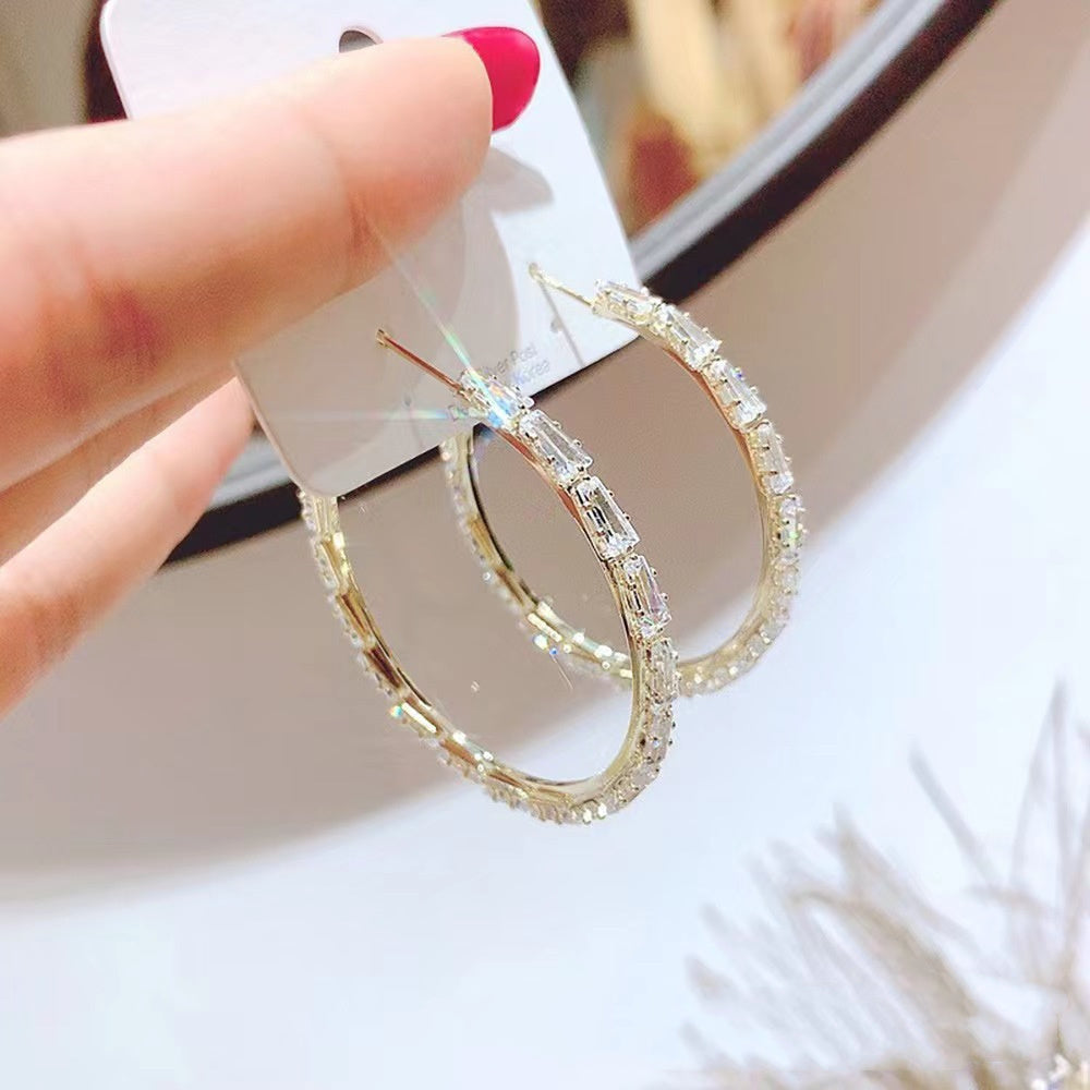 Elegant Trendy Exquisite Round Zircon Earrings Decorative Accessories For Holiday Birthday Party Girls Accessories