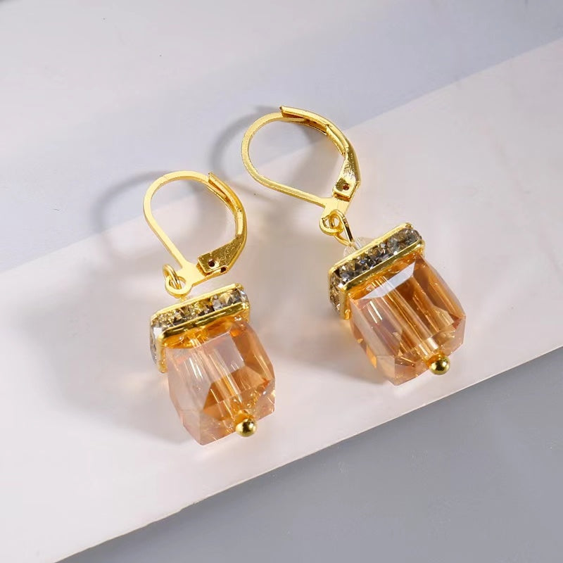 Shiny Zircon Stone Hoop Drop Earrings 925 Silver Plated Party Holiday Decor For Women Girls Gift 1Pair