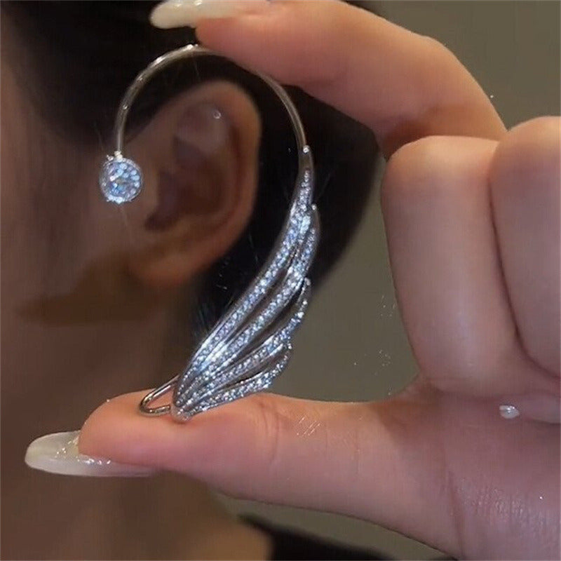 Swan Wings Ear Clip Stud Earrings