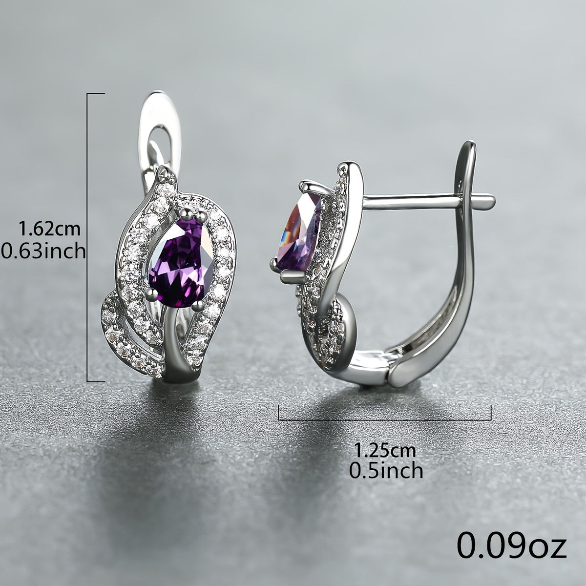 Water Drop Stone Hoop Earrings For Women Luxury Multicolor Zirconia Leaf Crystal Silver Color Wedding Hoop Earrings