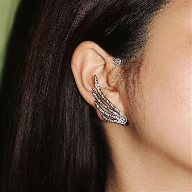 Swan Wings Ear Clip Stud Earrings