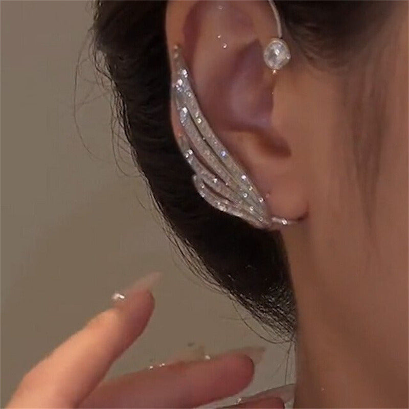 Swan Wings Ear Clip Stud Earrings