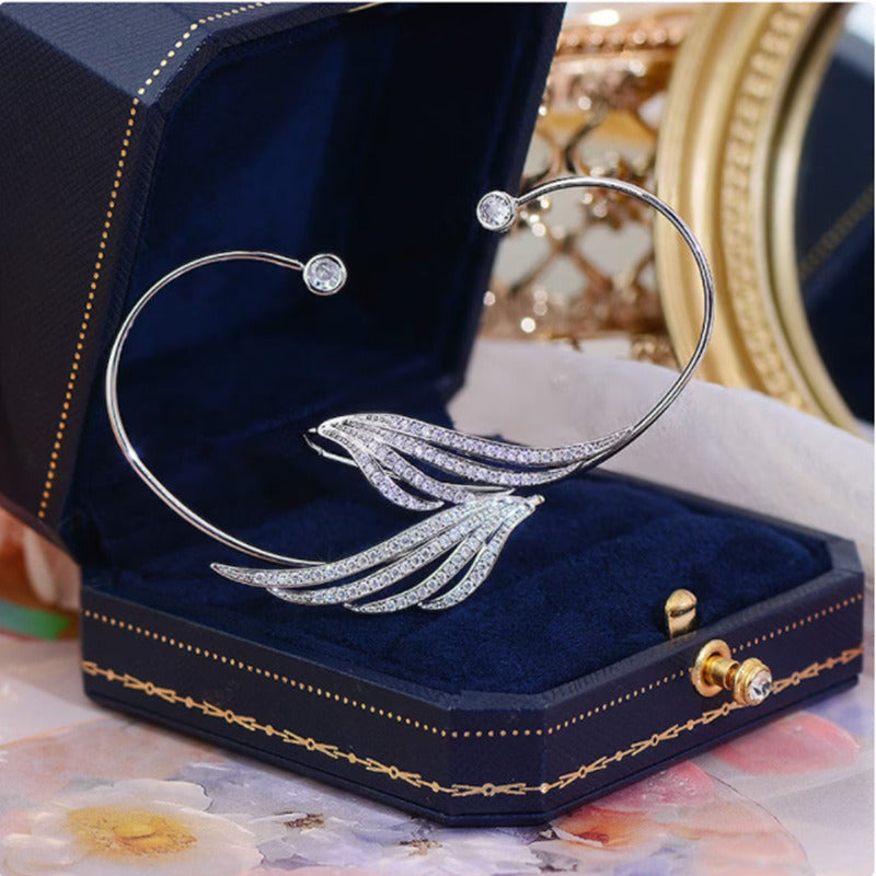 Swan Wings Ear Clip Stud Earrings