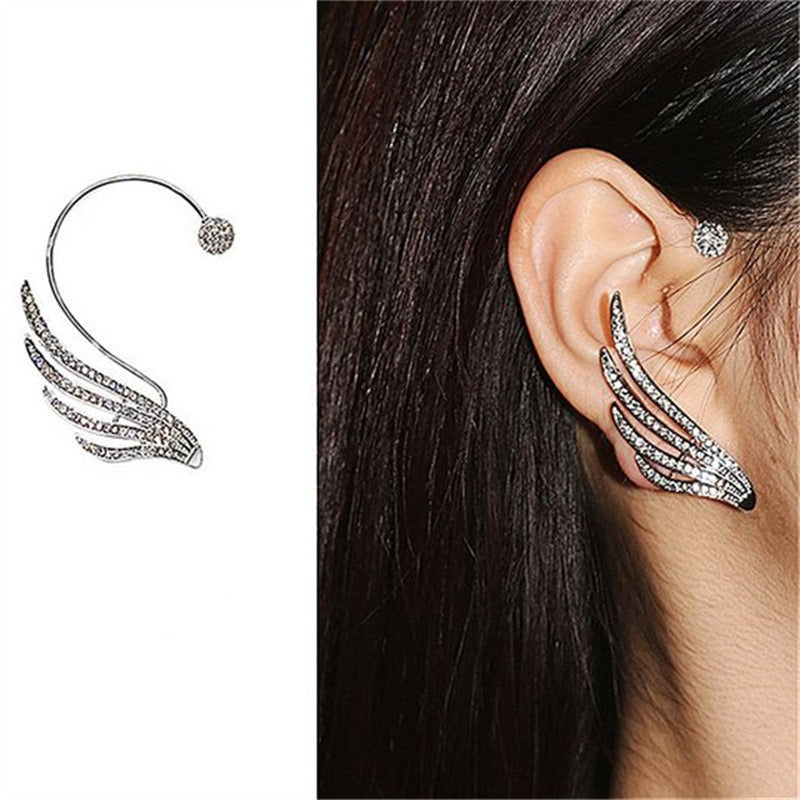 Swan Wings Ear Clip Stud Earrings